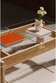 Масичка за кафе със стъклен плот в естествен цвят 86x132 cm Naiko – noo.ma