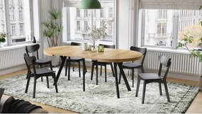 ЕКСПАНСО Дъб Крафт Злато/черни крака - ГОЛЯМА КРЪГЛА МАСА Ø110 РАЗТЕГАТЕЛНА ДО 310 cm С КРАКА Y ЛОФТ/ИНДУСТРИАЛНА