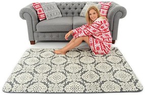 Кухненски килим сив с орнамент 140 x 200 cm