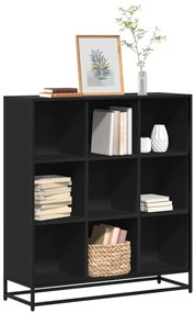 3300860 vidaXL Библиотека, черен, 97,5x33x107,5 см, инженерно дърво и метал