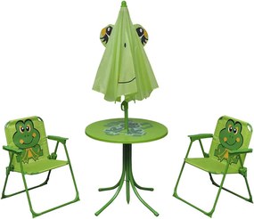 41843 vidaXL Детски градински бистро комплект от 3 части, с чадър, зелен