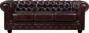 Диван Chesterfield Queen Триместен-червен Античен