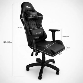 LED геймърски стол с RGB подсветка, възглавници и регулируеми подлакътници