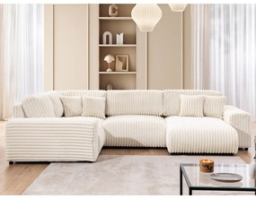 Кремав ъглов диван от рипсено кадифе (ляв ъгъл/U форма) Justin – Ropez