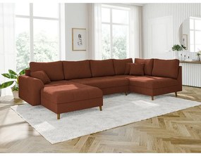 Ъглов диван от рипсено кадифе в тухлен цвят (ляв ъгъл) Ariella – Ropez