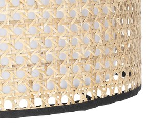 Рустикална подова лампа черна с ратан абажур - Kata