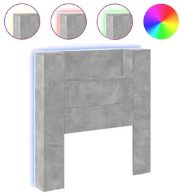 839234 vidaXL Табла шкаф с LED, бетонно сив, 100x16,5x103,5 см
