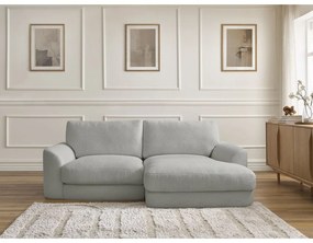 Светлосив ъглов диван от прежда с примки от букле (десен ъгъл) Leonore – Bobochic Paris