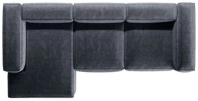 Сиво-син ъглов диван от рипсено кадифе (ляв ъгъл) Bergano – Cosmopolitan Design