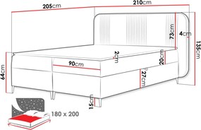 Облечено легло Fandy-Бежово тъмно-180 x 200