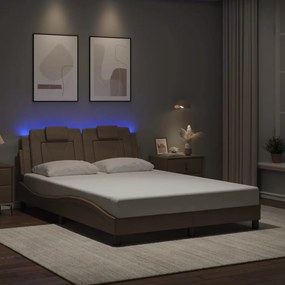 3214026 vidaXL Рамка за легло Viana с LED без матрак, капучино, 140x200 cм