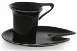 Порцеланова чаша с чинийка черна DY1074 70ml.