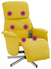 356677 vidaXL Масажен реклайнер стол с поставка за крака, светложълт, текстил