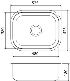 Мивка Fortinox 280-52,5 x 42,5 cm