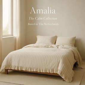 Бежово двойно удължено спално бельо от памук Renforcé 240x220 cm Amalia Striped – Mila Home Luxury