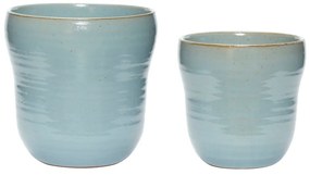 Комплект от 2 сини керамични саксии Tina - Hübsch