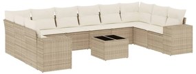 3255415 vidaXL Градински диван с възглавници, 11 части, бежов полиратан