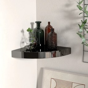 323889 vidaXL 323889 Floating Corner Shelf High Gloss Black 25x25x3,8 cm MDF