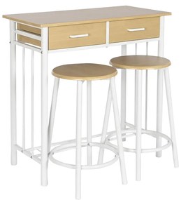Комплект от маса с 2 стола DKD Home Decor Метал Дървен MDF 80 x 50 x 84 cm