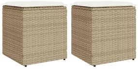 4104043 vidaXL Градински табуретки с възглавници 2 бр. бежови 40x40x43 cm