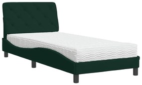 3208637 vidaXL Легло с матрак, тъмнозелено, 90x200 см, кадифе