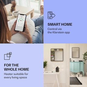 Klarstein La Palma 500 smart, отоплител, 2 in 1, Инфрачервен, 60x60cm, 500W, Огледална предна част