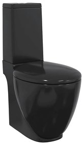 3059889 vidaXL Керамичен моноблок тоалетна чиния кръгла долно оттичане черна