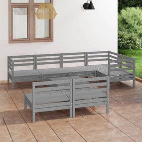 3082754 vidaXL Градински лаундж комплект, 8 части, бор масив, сив