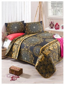 Комплект покривало за легло и калъфка за възглавница от памучна смес Sehri Ala Gold, 160 x 220 cm Sehri-Ala - Mijolnir