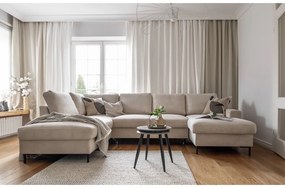 Бежов разтегателен ъглов диван от рипсено кадифе (ляв ъгъл) Lofty Lilly – Miuform