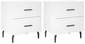 827341 vidaXL Нощни шкафчета, 2 бр, бели, 40x35x47,5 см, инженерно дърво