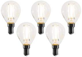 Комплект от 5 E14 димируеми LED Filament крушки G45 прозрачни 4W 470 lm 2700K