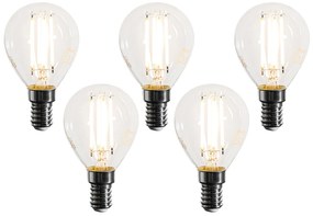 Комплект от 5 E14 димируеми LED филаментни крушки G45 прозрачни 4W 470LM 2700K