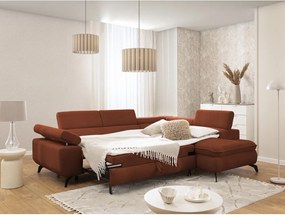 Теракотен шенилов ъглов диван (десен ъгъл L форма) Marbeya – Ropez