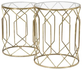 Кръгли странични маси със стъклен плот в комплект от 2 броя ø 42 cm Tunisi - Mauro Ferretti