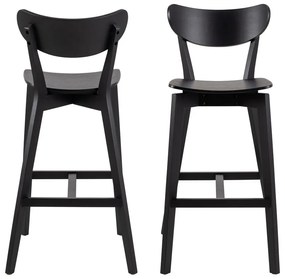 Черни дървени бар столове от каучук в комплект от 2 броя 105 см Roxby - Actona