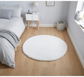 Бял килим , ⌀ 120 cm Teddy - Think Rugs