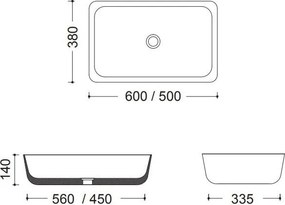 Мраморен умивалник Gaia Fossil-Черен-Дължина: 50 cm