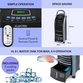 Klarstein Maxfresh Ocean, вентиалтор, въздушен охладител,  3 in 1, 6 л., 65W, дистанционно управление, 2 х охлаждаща система