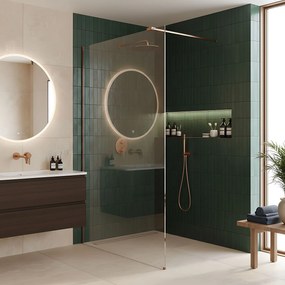 Параван за душ Rea Flexi Transparent / Brush Copper 130