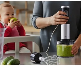 Пасатор, чопър и миксер 3в1 AENO AHB0004B, 1200W, 0.5 л, 18 степени, Турбо, DC мотор, Черен/инокс