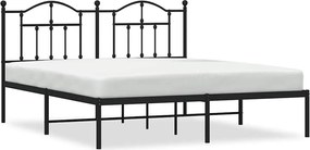 353442 vidaXL Метална рамка за легло с горна табла, черна, 160x200 см