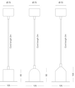 Комплект от 3 черни висящи лампи Hat - EMKO