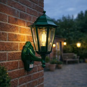 Външен стенен фенер тъмно зелен със сензор за движение IP44 - New Orleans up