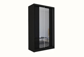 Шкаф с плъзгащи врати и огледало TOMASO, 150x216x61, черно