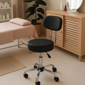 Регулируем на височина въртящ се стол с облегалка Черен