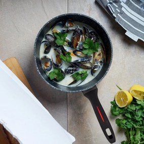 Касерола с капак Royalty Line RL-FSN20, 20 см, 2.1 л, Гранитно покритие, Индукция, Черен