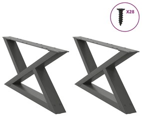 4012694 vidaXL Крака за масичка за кафе, 2 бр., антрацит, 70x(30-31,3) см, стомана