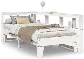 3324548 vidaXL Легло с етажерка за книги, без матрак, 90x200 см, бор масив