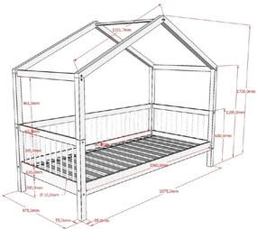 Бяло детско легло тип къща от масивен бук 90x200 cm Forrest – Vipack